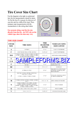 Tire Size Chart templates & samples forms